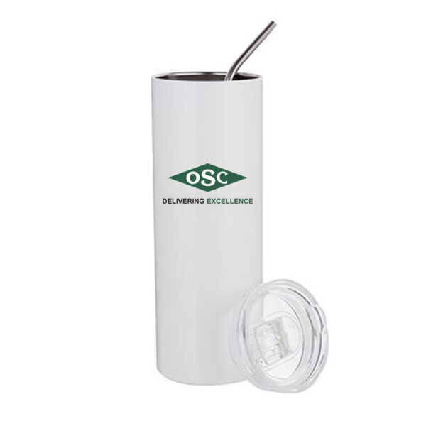 20oz Stainless Steel Tumbler with Straw Lid - Sublimated Logo Thumbnail
