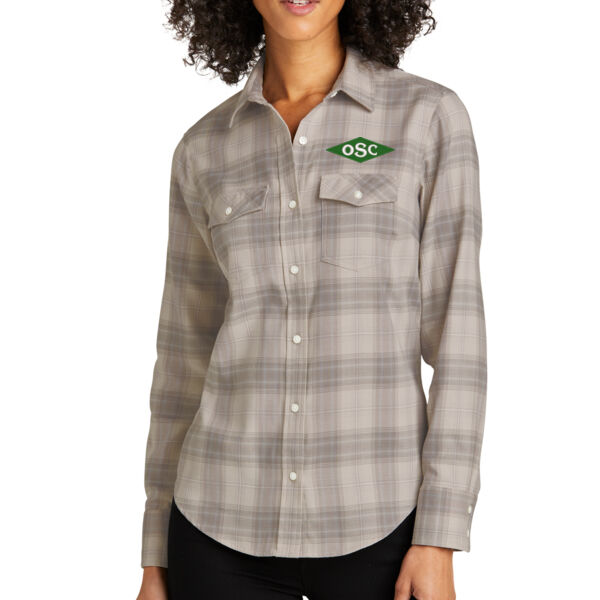 Port Authority® Women's Long Sleeve Ombre Plaid Shirt - Embroidered Logo Thumbnail