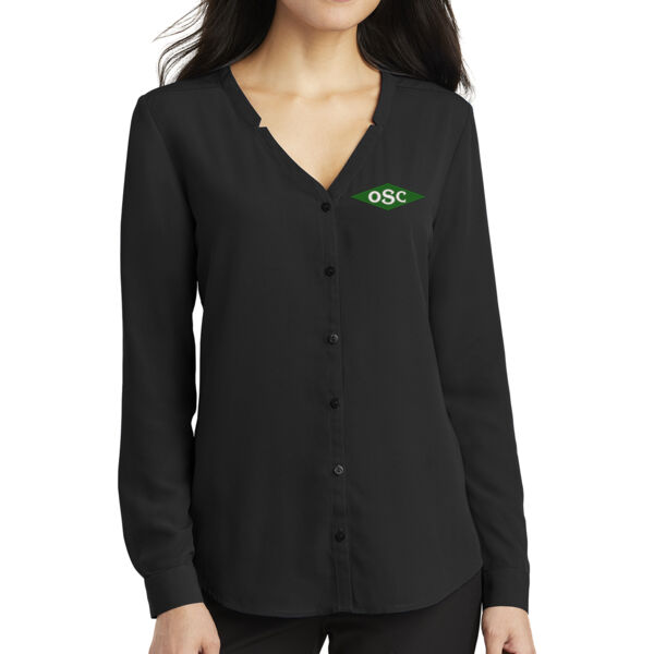 Port Authority ® Women's Long Sleeve Button-Front Blouse - Embroidered Logo Thumbnail