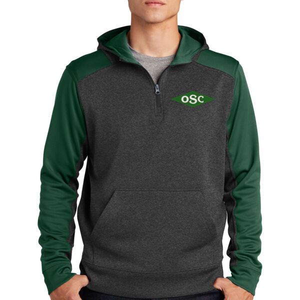 Sport-Tek® Tech Fleece Colorblock 1/4-Zip Hooded Sweatshirt - Embroidered Logo Thumbnail